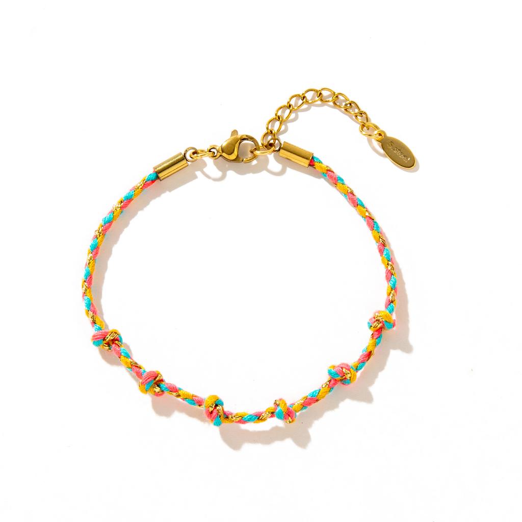 Ins style handmade colorful woven rope bracelet dopamine DIY rope chain gold plating
