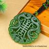 Xinjiang Jade Green Double-Sided Carved Double Dragon Pendant