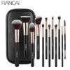 12pcs Black PU Zipper Makeup Brush Set Soft Powder Foundation Eyeshadow Brushes Beauty