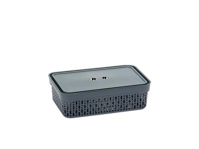 Plastic Basket With Lid Morsetta M Dark Grey -Jag