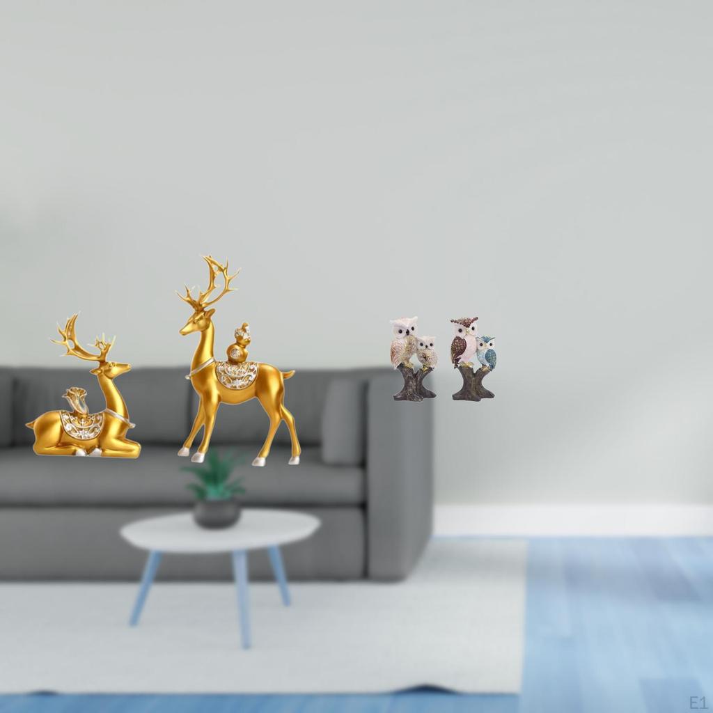 Enchanting Deer And Owl Figurines Realistic Animal Sculptures for Desktop Shelf Office Living Room