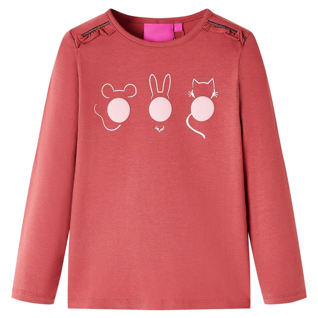 Kids Long Sleeve T Shirt Dark Pink Size 116