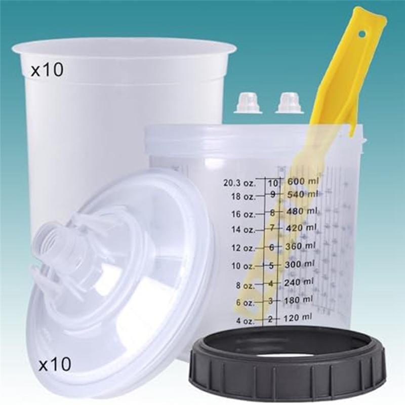 A96I - Одноразовый набор смешивающих стаканчиков для краскопульта, для автомобильного краскопульта, HVLP краскопульт 20 унций (600мл) набор