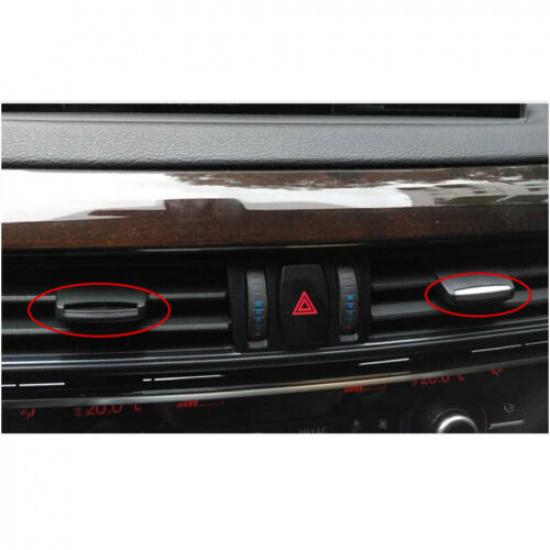 2x Matte Silver ABS Car Center AC Vent Tab Clip Strip Change For BMW X5 F15 X6