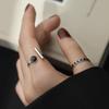 Nuevas Joyas de Plata de Ley 925 Anillos Abiertos Geométricos Populares de Personalidad Simple Oscura Redonda de Epoxi R320