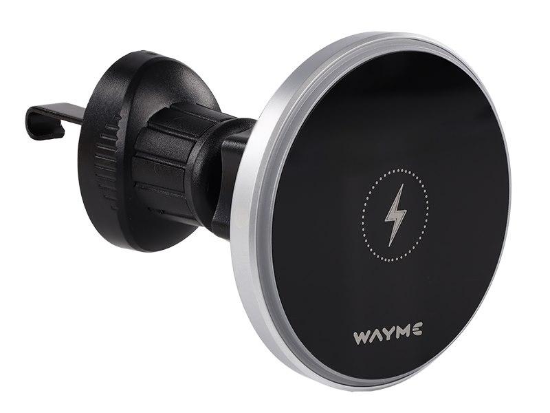 WAYME Magnetische Aluminiumhalterung für Lüftungsschlitz mit 15W Induktionsladegerät + USB > USB-C Kabel 100 cm