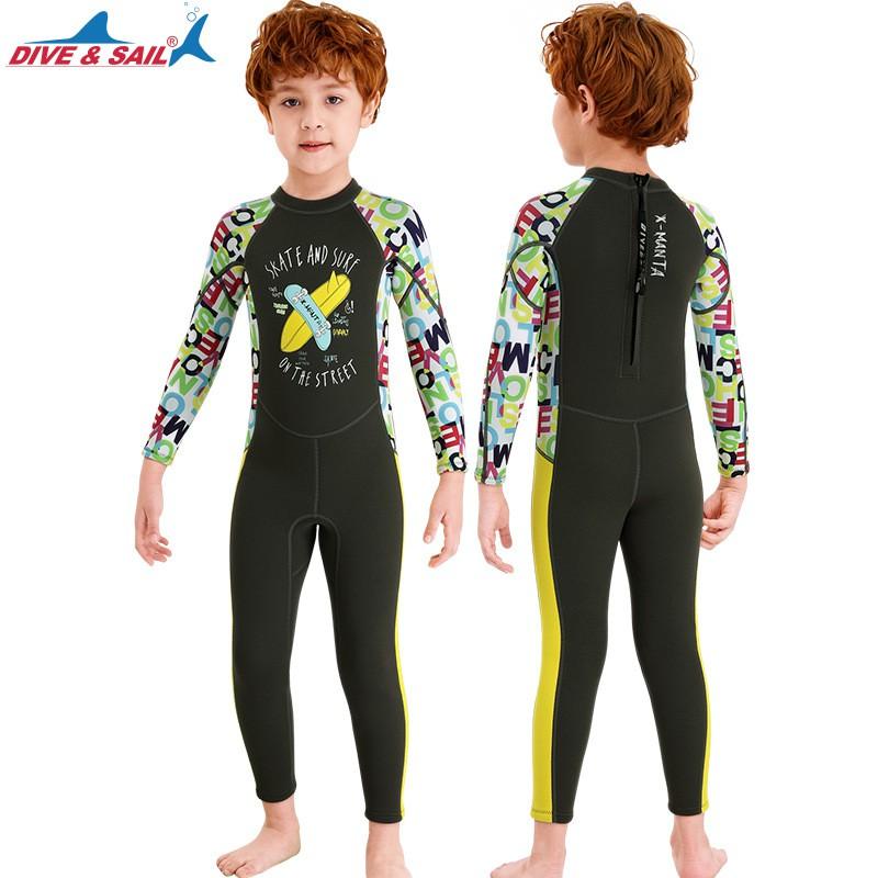 Kids 2.5mm Thick Neoprene Wetsuit Long Sleeve Full Body Dive Suit Snorkeling Surfing Swimming Warm Protection