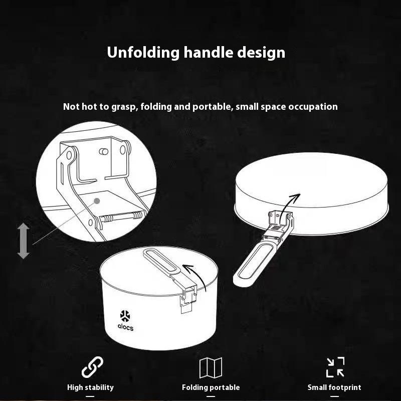 Alocs Outdoor Camping Four-Piece Camping Cookware Set - Teflon Non-Stick, Nesting Design, Home Outdoor Cooking Tools