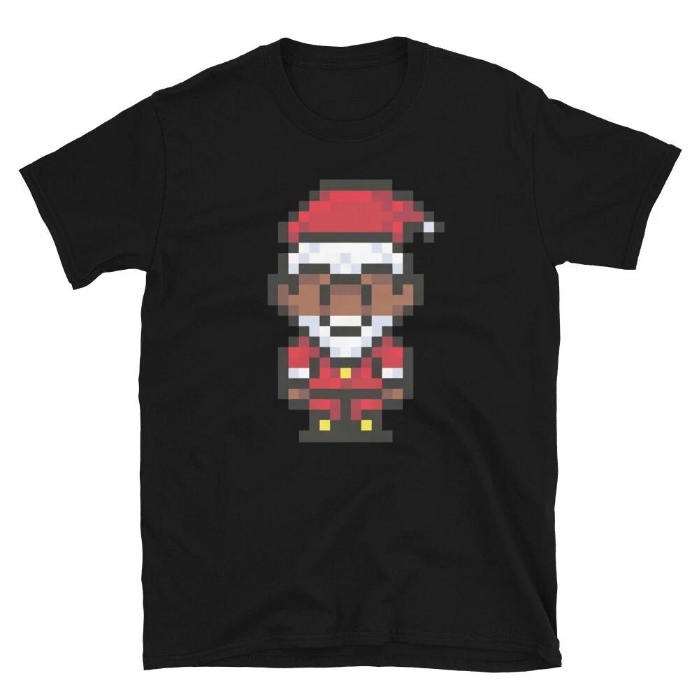 8bit Santa Claus Black Santa T-Shirt M