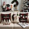 1/4Pcs Checkered Christmas Pillowcase, Santa Claus Snowman Snowflake Design, Christmas Ball Christmas Tree Cushion Cover