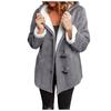 Langer Windjacke-Mantel aus geknöpftem Wildleder für Damen, warme Langarmjacke, Kapuzenmantel