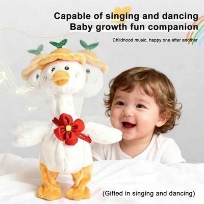 Musical Crawling Toy Interactive Duck Plush Toy, Soft Stuffed Animal with Sound Imitation & Early Education Songs, Learning Baby for 0-18