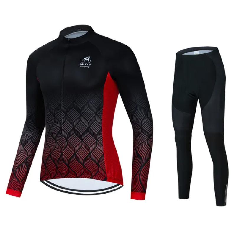 2026 Autumn Velvet Thin Cycling Suit Cycling Suit Bicycle Spring and Women's Long-sleeved Suit Quick-drying Breathable Sunscreen Overalls Trousers
