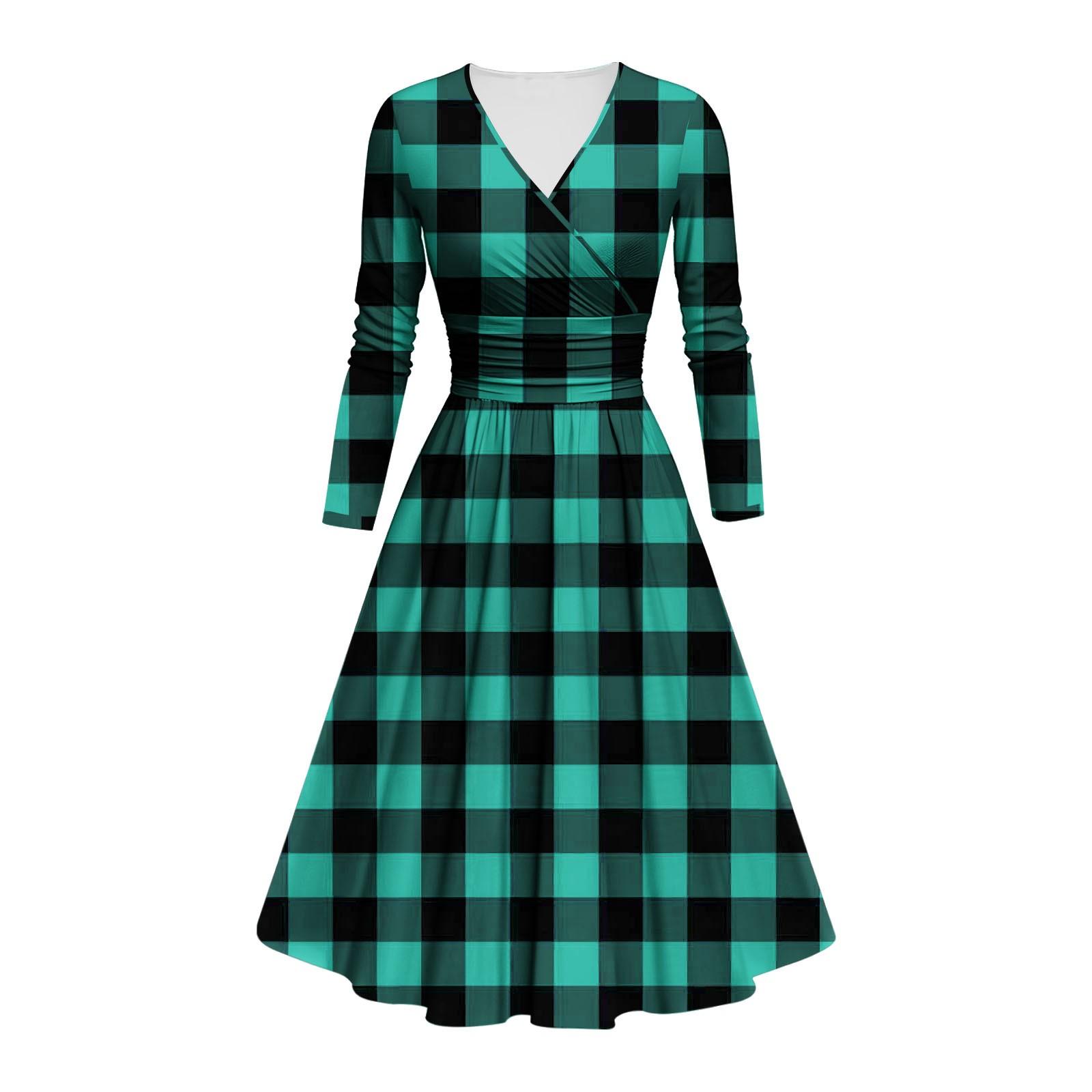 Женское модное облегающее платье с V-образным вырезом и длинными рукавами — фото 4