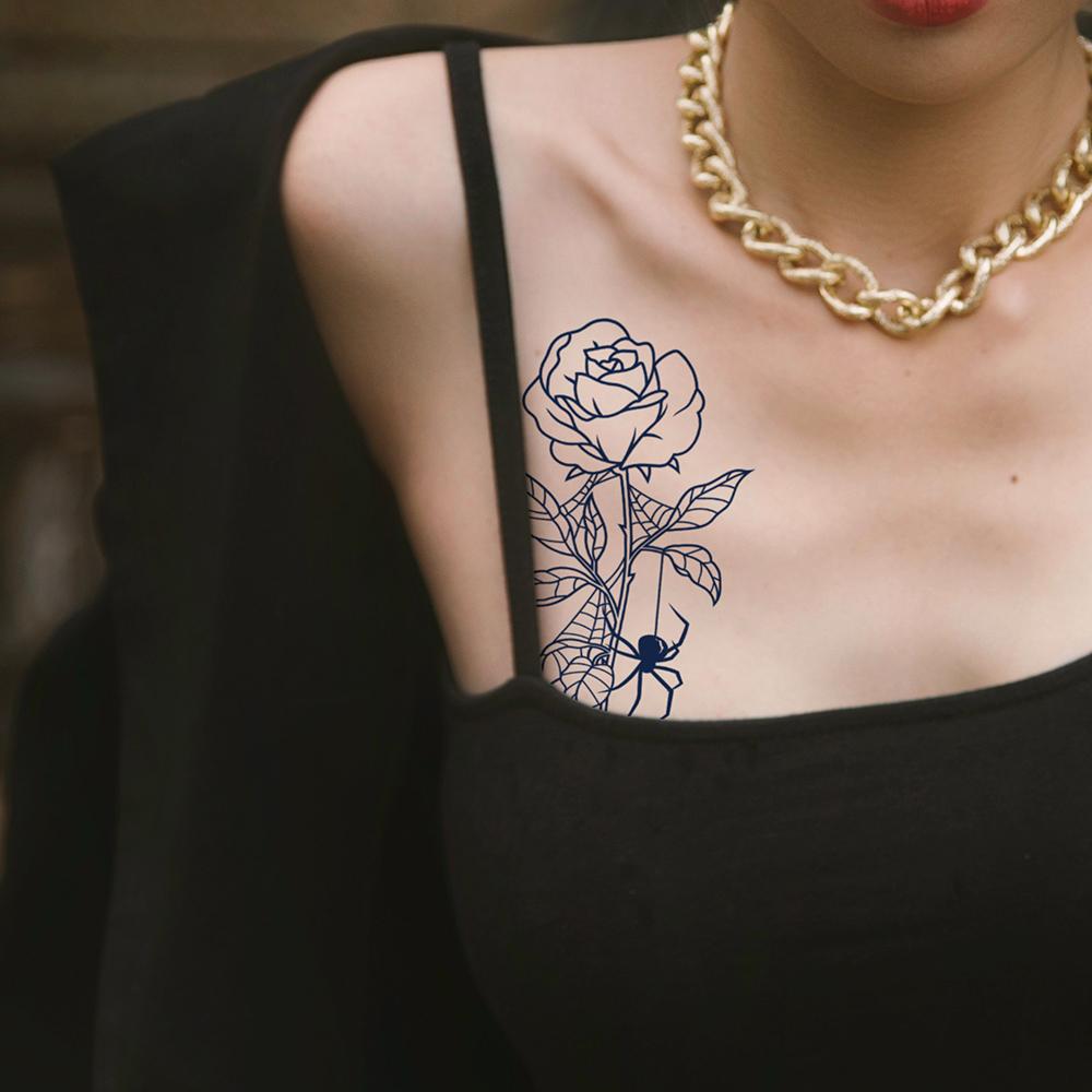 1 Sheets Semi Permanent Tattoos Women's Arm Back Fake Tattoos Waterproof and Long Lasting Plant Juice Tattoos