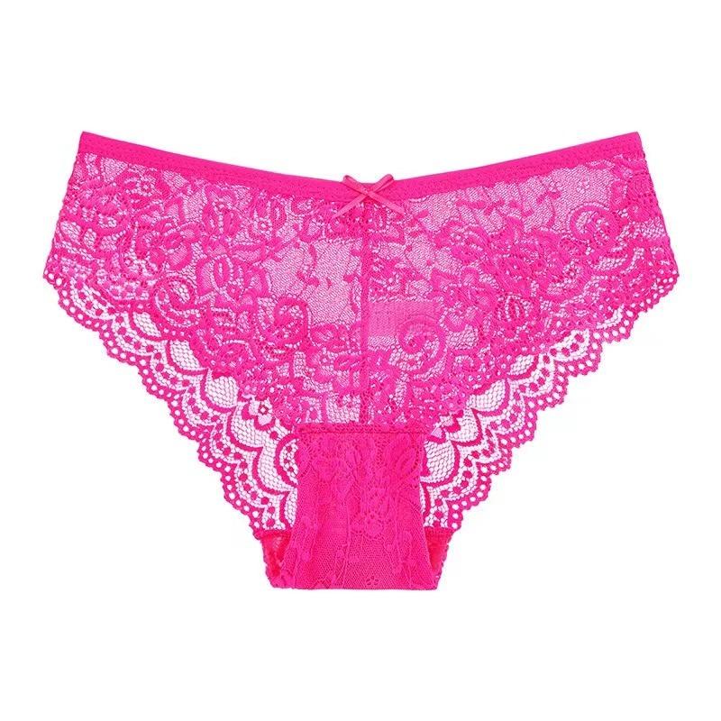 1 Pc/ Lot ! Lace Panties Underwear for Women Sexy Lingerie Transparent Hollow Out Briefs Solid Color Ladies Underpants S-XXL