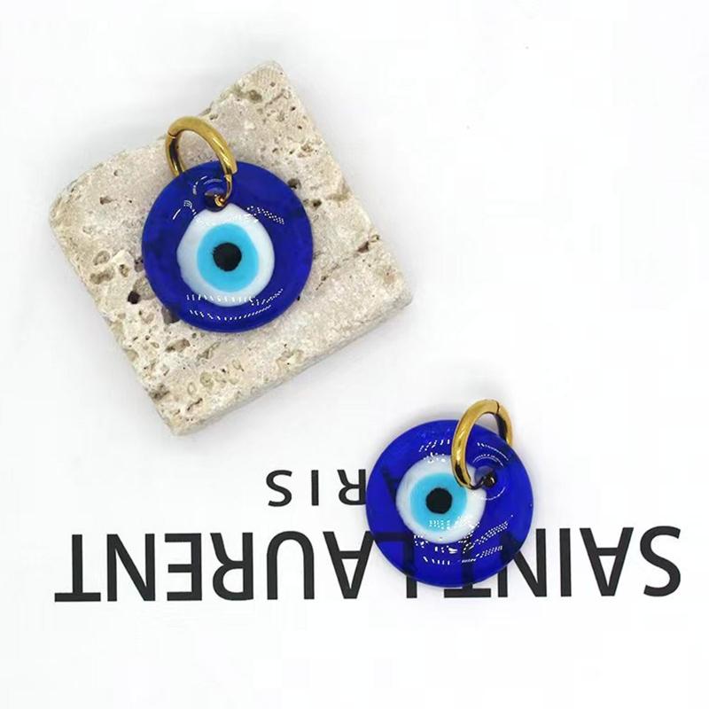 2 Pcs Retro Acrylic Eye Round Earrings Devil's Eye Earrings Turkish Blue Eye Stud Earrings Women Girls Ear Jewelry