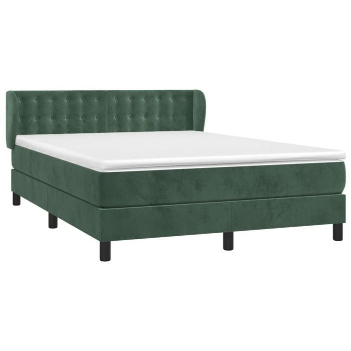 Maison Exclusive - Sommier à lattes de lit et matelas Vert foncé 140x200cm Velours
