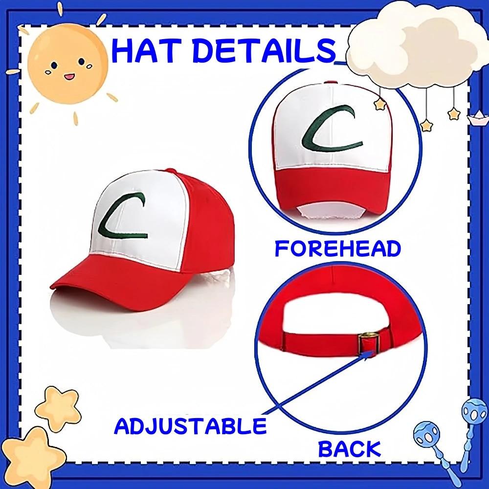 Pokemon Ash Ketchum Dětský Cosplay Kostým Set s Kloboukem Vesta Rukavice 4-5 Let 120cm Narozeninový Dárek Halloween Role Play Trenérský Oblek