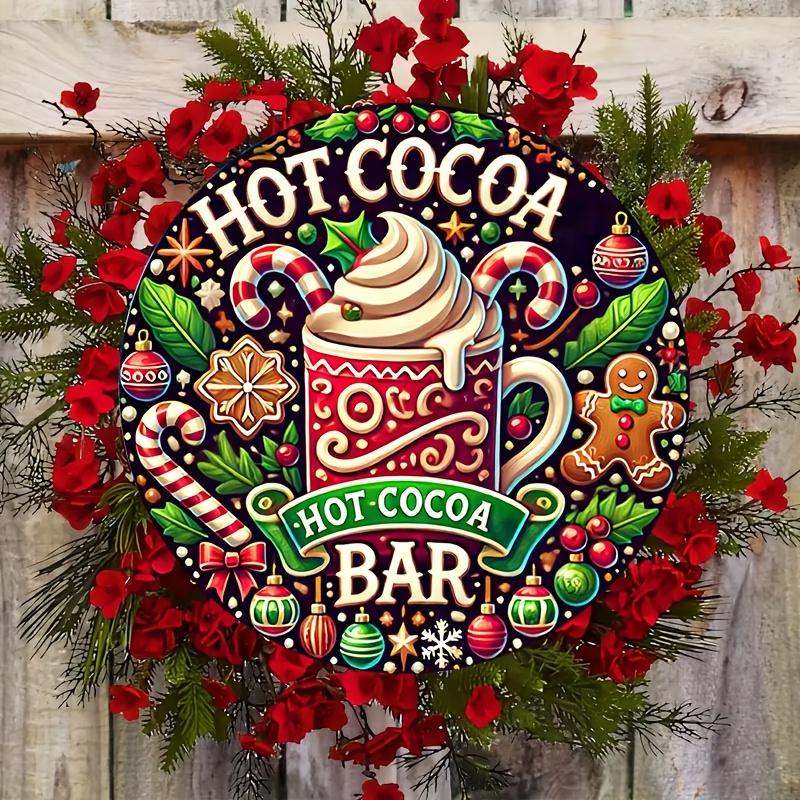 Tin Sign Hot Cocoa Bar Christmas Metal Plaque Wall Decor Vintage Home Office Bar Man Cave Wall Art