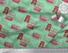 Soimoi Green Japan Crepe Satin Fabric London Theme Architectural Print Sewing Fabric Metre 42 Inch