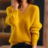 Women's Autumn and Winter V-neck Solid Colour Knitwear Tops Multicoloured Bottoming Shirt Pullover Sweater