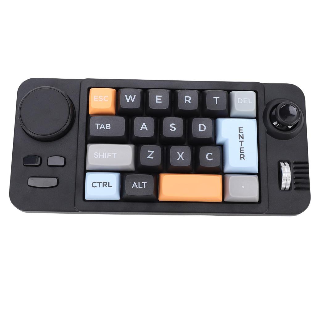 Wired USB C Keypad One Handed Macro Mechanical Keyboard 19 Programmable Keys RGB LED Backlit with Knob Roller Joystick