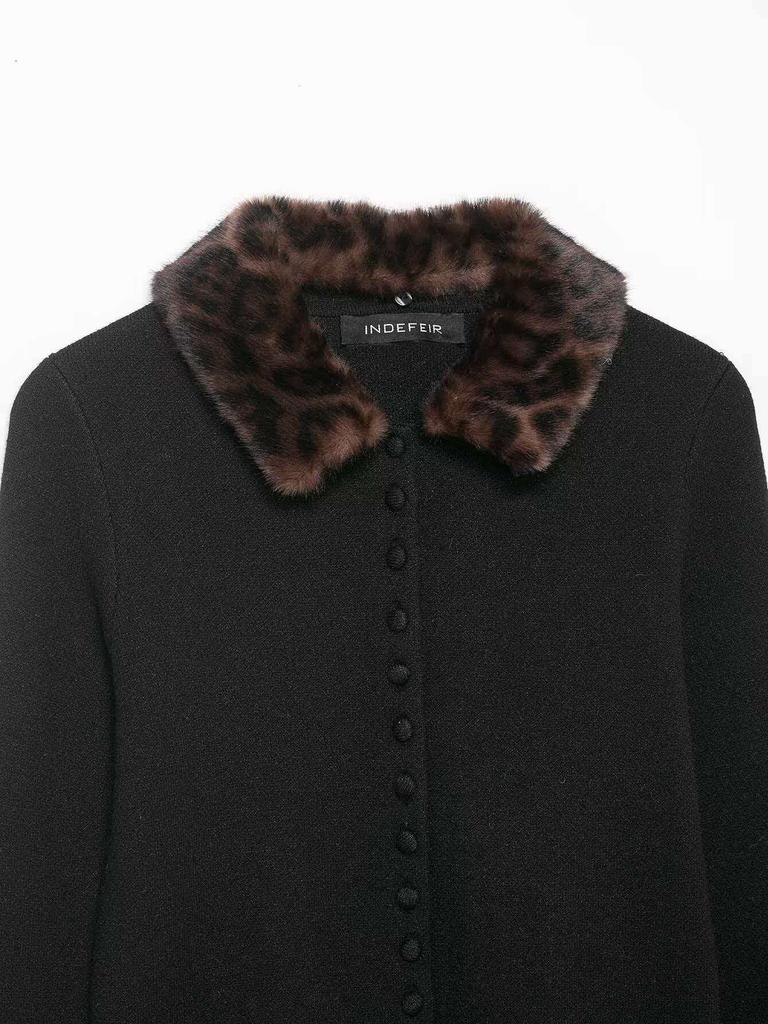 Women's Autumn Fur Collar Patchwork Knitwear – European & American Style