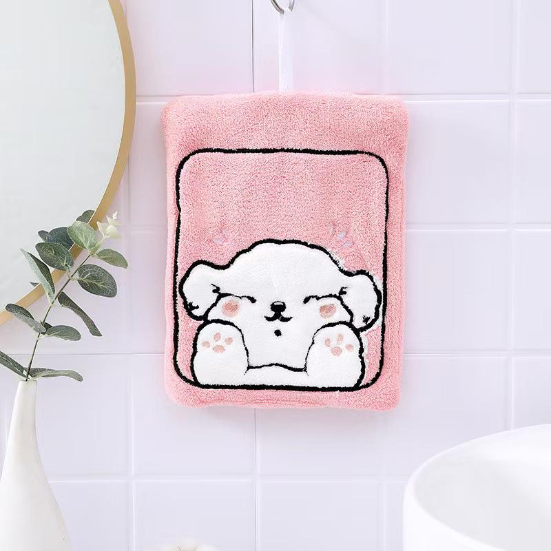 Square Puppy Kids' Coral Fleece Towel - Water Absorbent, Quick Dry, Thick, Soft, Cute