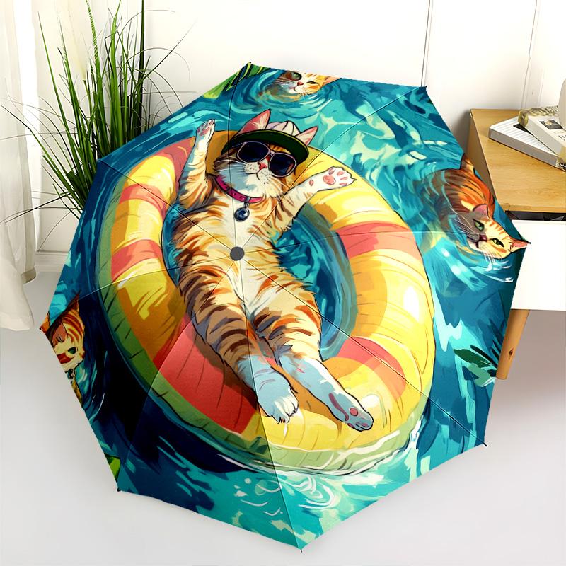 Aquatic Animals pattern, automatic folding umbrella, portable and foldable design, 8 ribs, a Christmas or birthday gift.