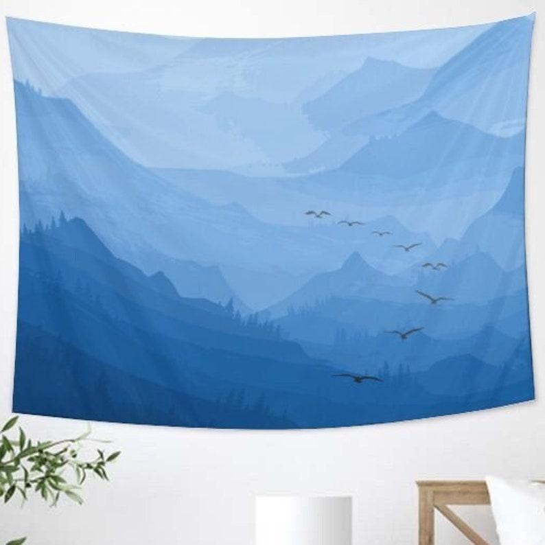 Blue Landscape Aesthetics tapestry 75x100 чёрный