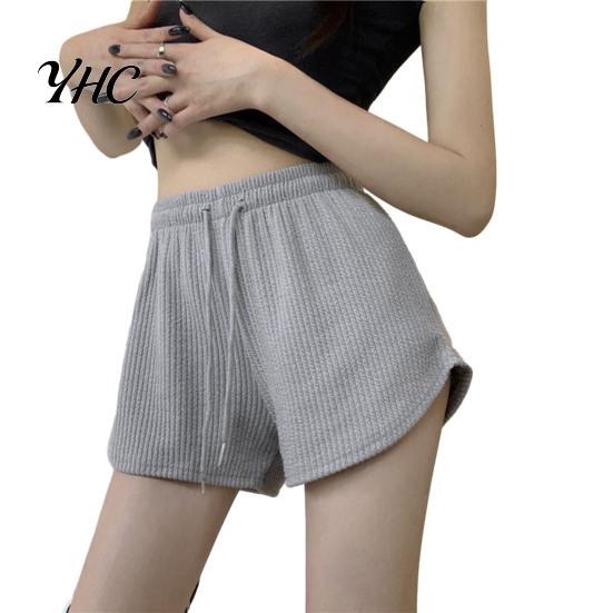 Comfortable Daily Wear Shorts Women Summer Drawstring High Elastic Waist Solid Color A-line Elegant Soft Breathable Thin Loose Beach Sports Jogging