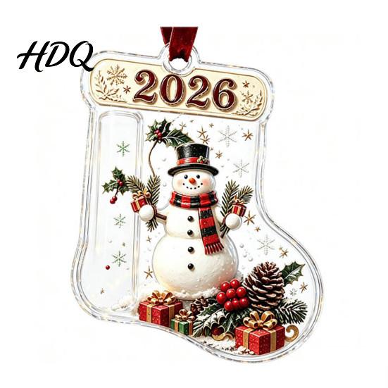 Christmas Present for Friends Stocking Money Holder Tree 2D Acrylic Sock Shaped Cash Gift Ornament Hanging Xmas Stuffers Holiday Party Favors Tree