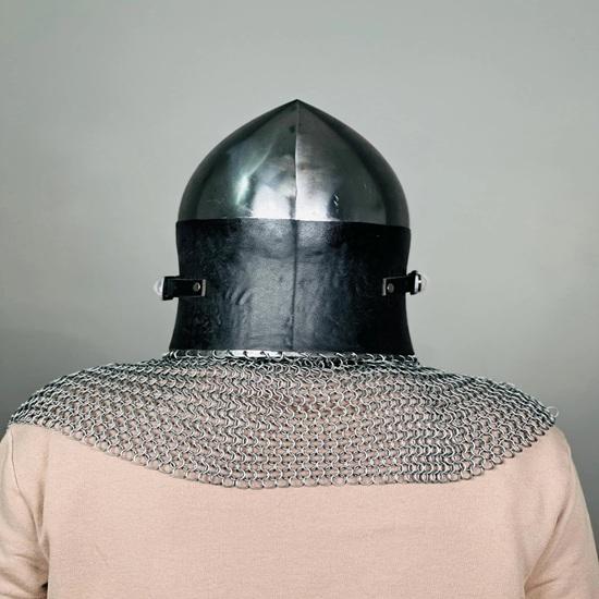 Nurnberg Bascinet Hounskell Helmet Barbuta Chainmail Steel Helmet Medieval Knight Chainmail Hand Forged LARP Best Gift
