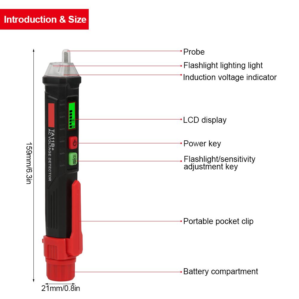 Digital Display Voltage Tester Test Pencil Non Contact Electric Pen Electrician Tool Multifunction