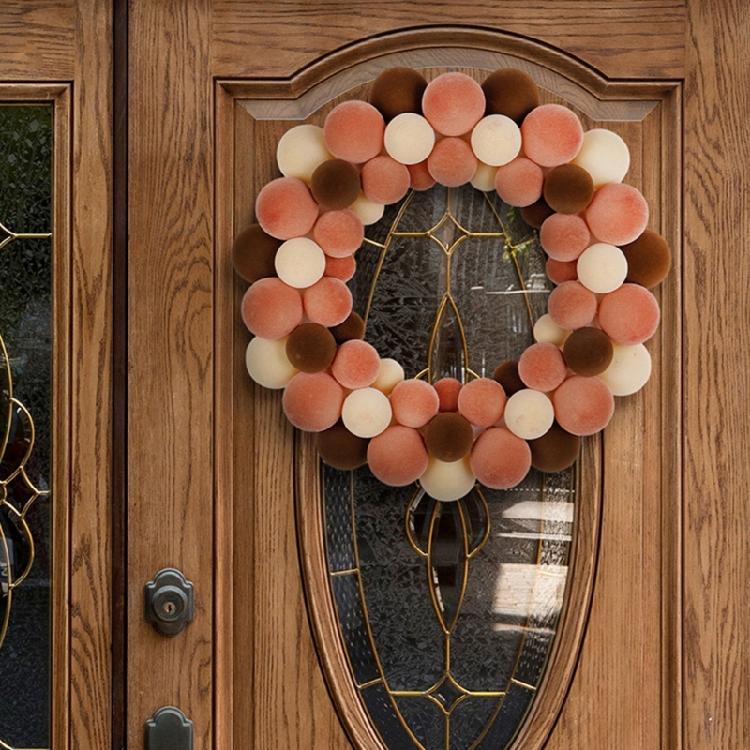 Colored Ball Wreath Door Hanging Decoration Handmade Christmas Wreath For Front Door Wall Or Window Display Home Decoration