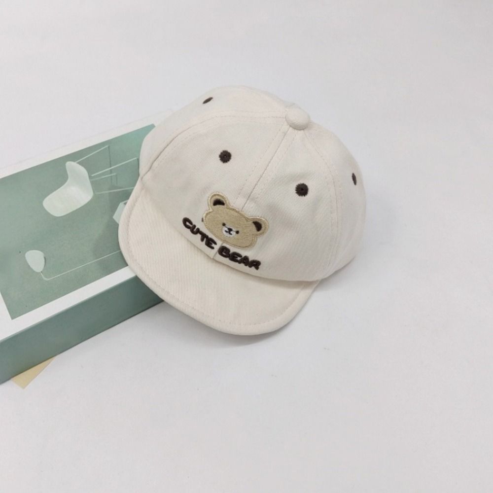 Breathable Baby Baseball Hat Cartoon Bear Baby Sun Visor Hat Simple Toddler Peaked Cap  Boys Girls