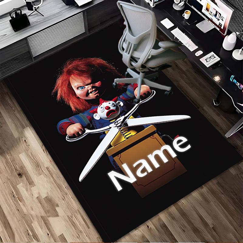 Personalized Name Horror Doll Living Room Non-Slip Area Rug Soft Carpet for Bedroom Playroom Sofa Office Home Decor Doormat