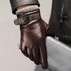 Echtes Lederhandschuhe für Herren Männlich Schafsleder Touchscreen Winter Warm Winddicht Fäustlinge Fahren Radfahren Motorrad Herrenhandschuhe