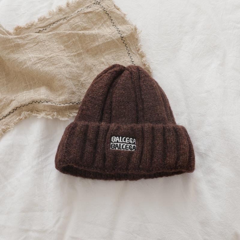 

Простая стильная шерстяная шапка с вышивкой букв, универсальная, осенне-зимняя, новая модная вязаная шапка One Size