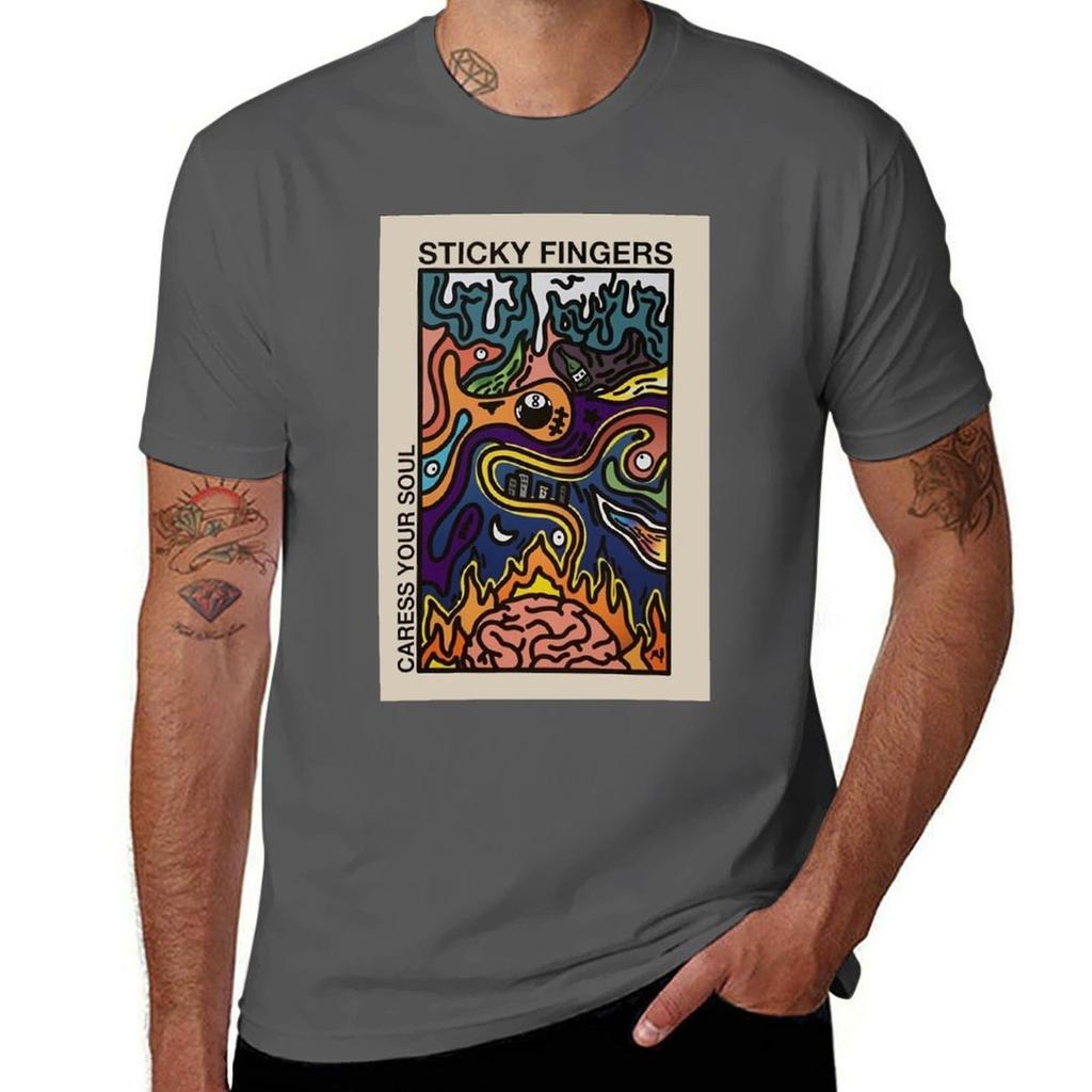 Sticky Fingers Caress Your Soul Tshirt Funny T Shirts Dark Humor T Shirt For Unisex 100 Percent Cotton Tshirt
