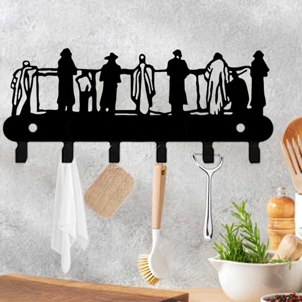 Metal Key Holder Wall Decor Multi Hook Rack for Keys Hats Umbrellas Easy Install Kitchen Bathroom Door