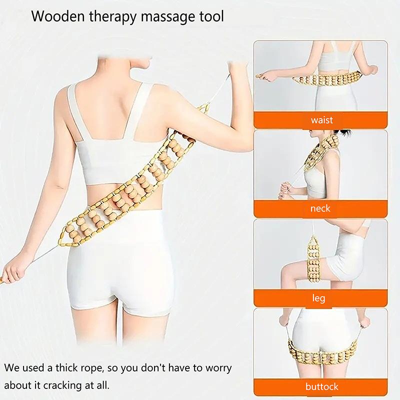 Wood Back Massage Roller Rope Cellulite Massage Tools Portable Self Massage Tools For Neck Leg Back Muscle Pain Relief Body Care