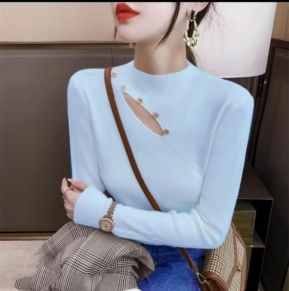 Women's Half High Neck Sweater Autumn and Winter Western Korean Style Sweater Inner Knit Sweater
