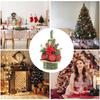 Desk Christmas Tree 8.66in Holiday Ornaments With Ball And Flower Artificial Christmas Tree For Home Workplace Coffee Shop