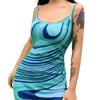 Stylish Fashion Sexy Beach Summer Fashionable New Women's Clothing Sexy Asymmetrical Water Ripple Print Sling Bodycon Dress