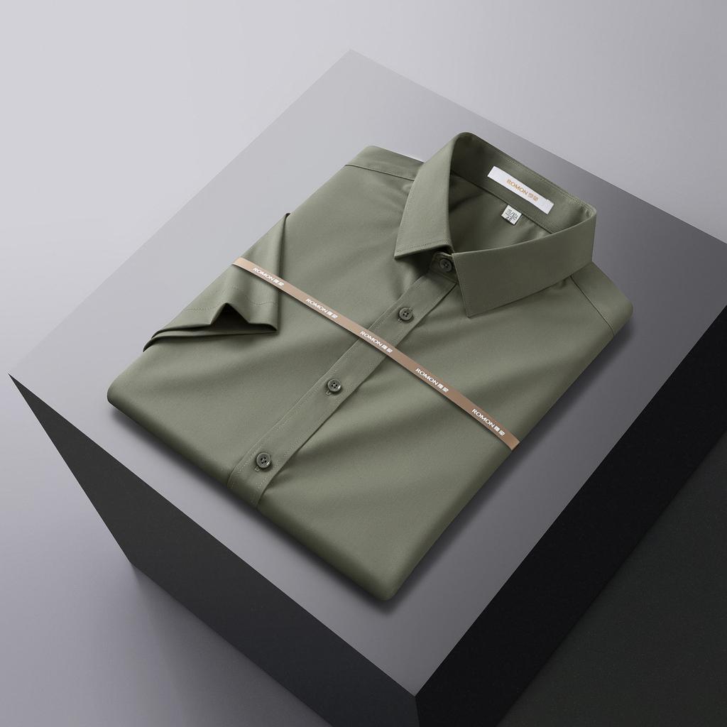 Summer New Bamboo Fiber Shirt Men's Short-sleeved Slim-fitting Non-iron Business Formal Wear Professional Work Clothes Suit White Shirt