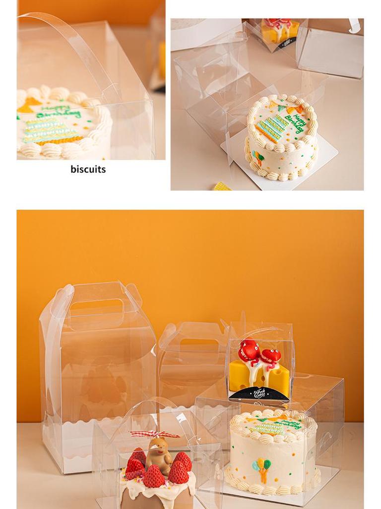 Four-Inch Transparent Cake Box with Handle for 2/3/5/6-Inch Western-Style Pastries
