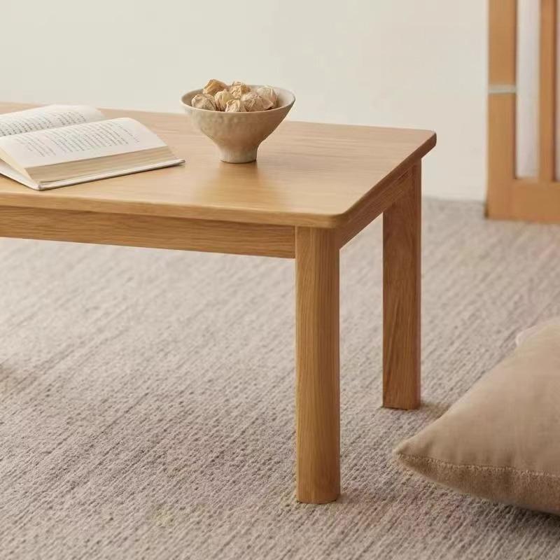 Solid Wood Floor Table, Rectangular Small Coffee Table for Tatami Mat, Low Profile Tea Side End Table for Bedroom Balcony
