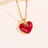 Elegant Heart Pendant Necklace: Japanese-Korean Enamel Glaze Clavicle Chain for Women